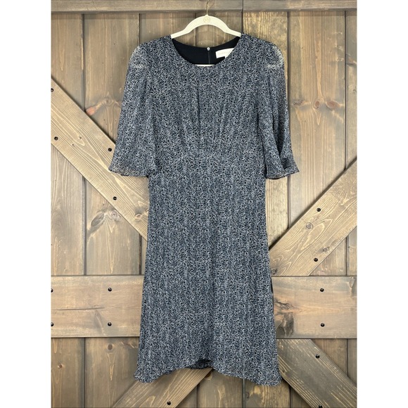 Carballero Dresses & Skirts - Caballero Collection Sheer Chiffon Leopard Print Blue Gray Midi Dress Size M